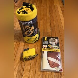 Iowa Hawkeyes Fleece Throw, Ornament, and Wall Decals Set